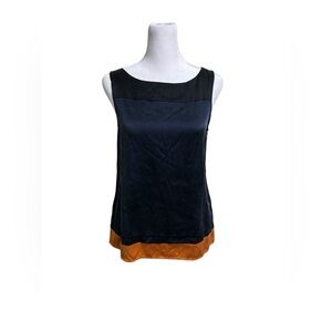 Theory Midnight Blue and Rust Silk Tank Top